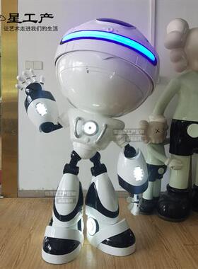 潮牌网红KAWS机器人IP模型雕塑商场酒吧美陈迎宾玻璃钢发光雕塑