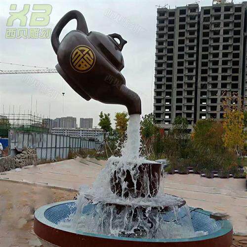 大型玻璃钢流水葫芦雕塑喷水天壶树脂景区地产入口葫芦水景雕塑摆