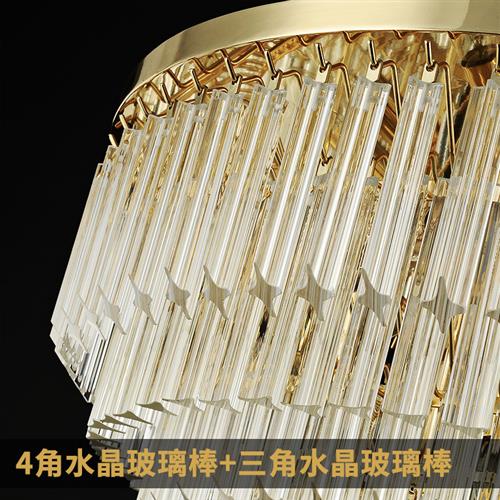 水晶吸顶灯客厅卧室后现代简约玻璃棒圆形新款家居装饰不锈钢吊灯