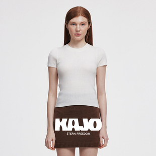 T恤贴身内搭24AW015 KAJO秋冬羊毛圆领正肩柔软短袖 清仓6折购