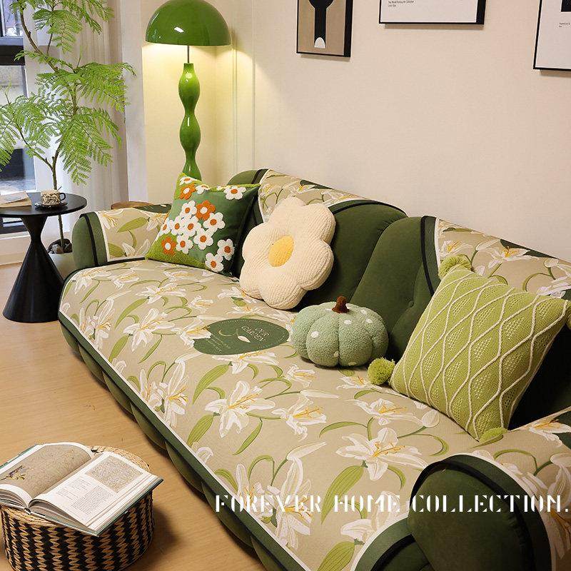 北欧ins风冰丝防滑沙发垫夏新款凉感透气花卉可机洗凉席坐垫套罩,居家布艺,沙发垫,淘宝优惠券,粉丝福利购,淘宝优惠卷
