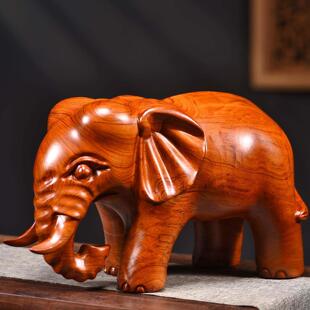 花梨木雕大象摆件纯木头象工艺礼品实木家居客厅玄关电视柜装饰品
