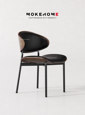 Eames餐椅家意大利无障碍豪华咖啡椅现代简单实木弯曲主设计皮革