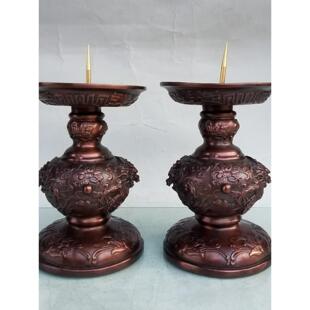 小号纯铜福龙烛台紫铜色蜡烛台黄铜蜡台婚庆用品洞房花烛装饰摆件