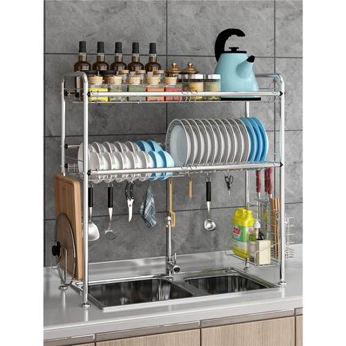 不锈钢单双水槽沥水架厨房置物架用品水池收纳架碗碟盘刀架架