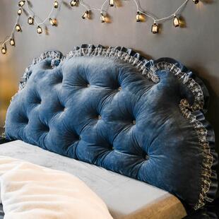 公主风床头靠垫蓝色床上靠背榻榻米软包加高大靠枕防撞软垫拆洗