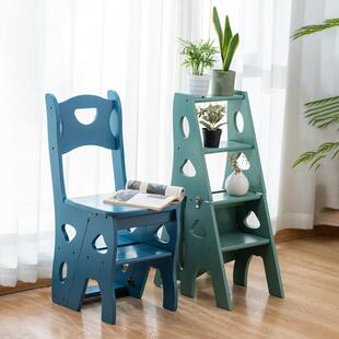 实木家用折叠两用楼梯椅凳 实木折叠梯子梯凳室内多功能梯椅凳子