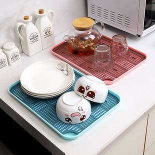 厨房沥水托盘长方形放水杯盘塑料双层茶盘办公室茶杯盘水果盘家用