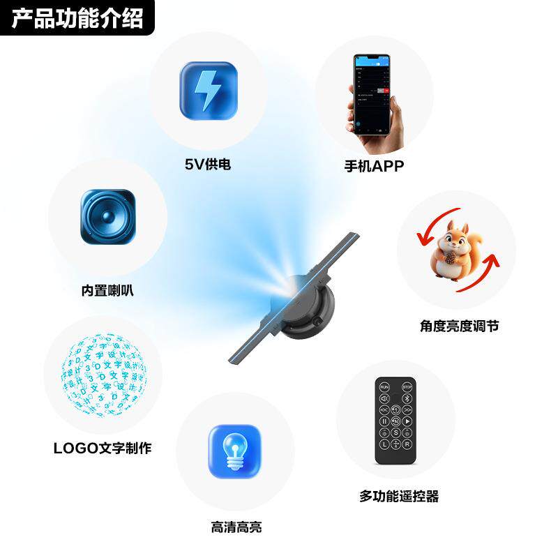 裸眼手持迷你3d全全风影扇投影息小风扇立体像旋转led显示息屏 - 实物图