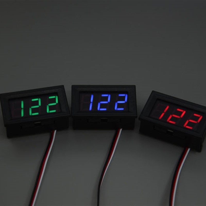 两线DC5V-120V直流数显电压表数字电压表头 电动车表头防反接0.56