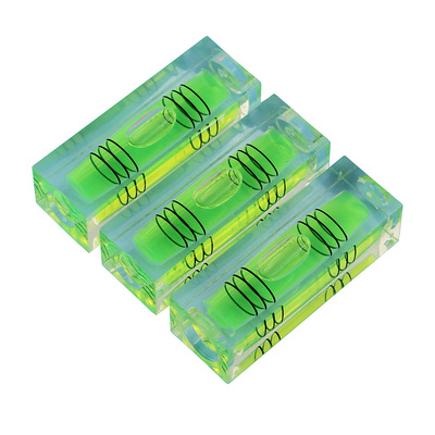 绿色方柱形水平泡条式方形全新料柱状水准泡水平尺配件52x18x15mm