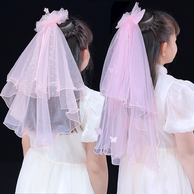 儿童披纱发夹发卡超仙