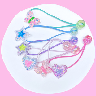 儿童高马尾皮筋绕绕发绳女童爱心蝴蝶发圈小女孩头绳公主不伤发饰