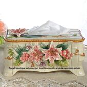 促销 方亚百合花陶瓷纸巾盒餐巾盒抽纸盒客厅电视柜茶几摆件礼品