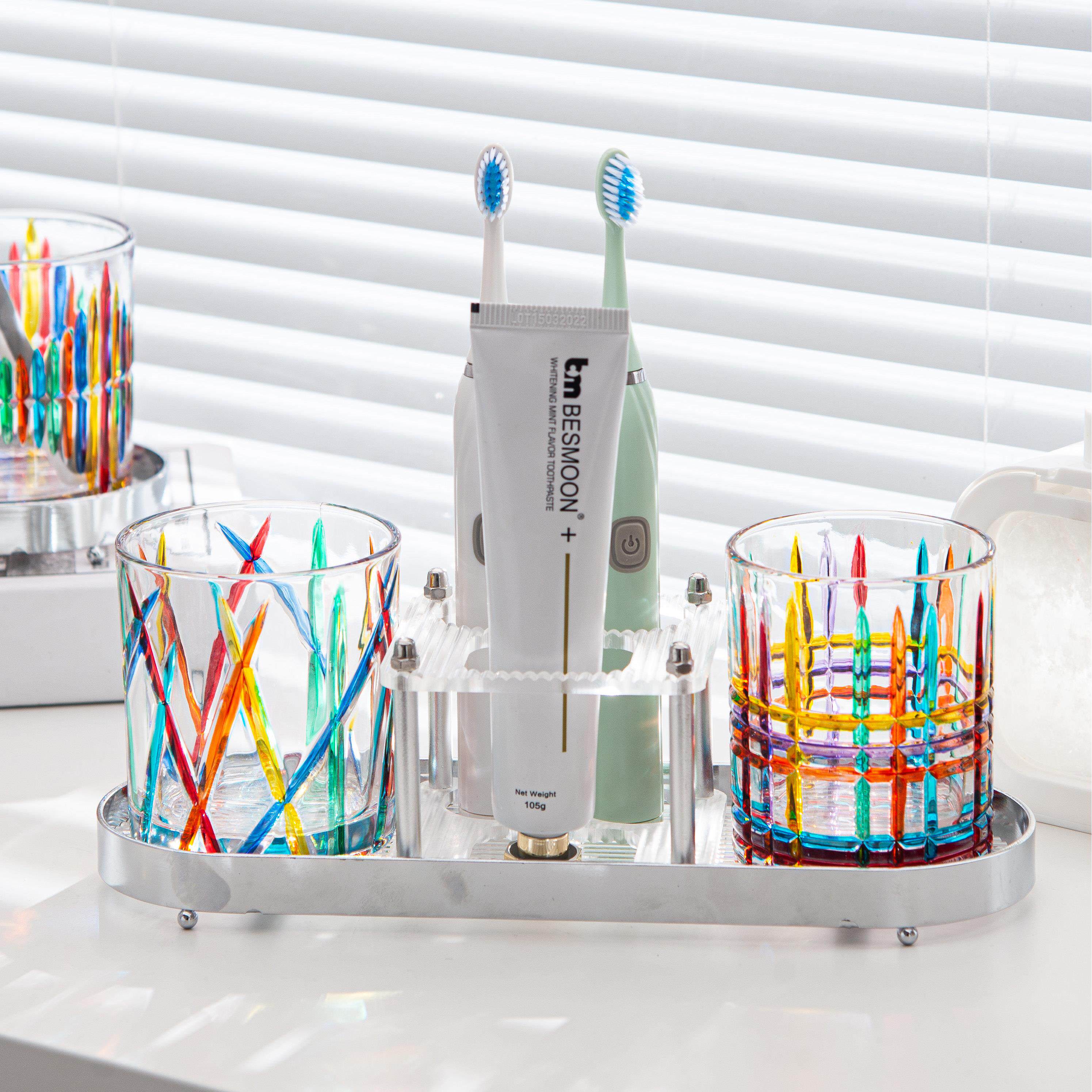 高颜值玻璃刷牙杯情侣漱口杯家用浴室牙刷杯民宿酒店洗漱杯置物架