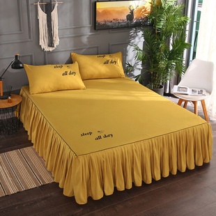 全棉床罩床裙式 新品 席梦思单件纯棉床套1.5m 1.8米防尘保护套床单