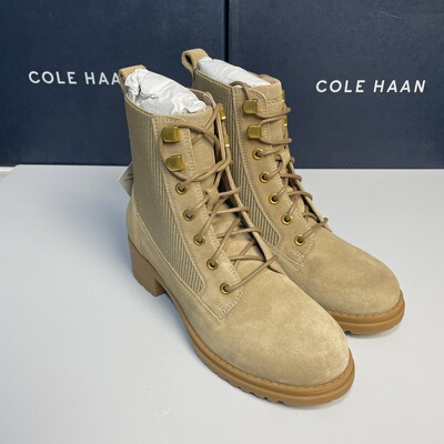 歌涵女士棕色竖条纹复古短靴