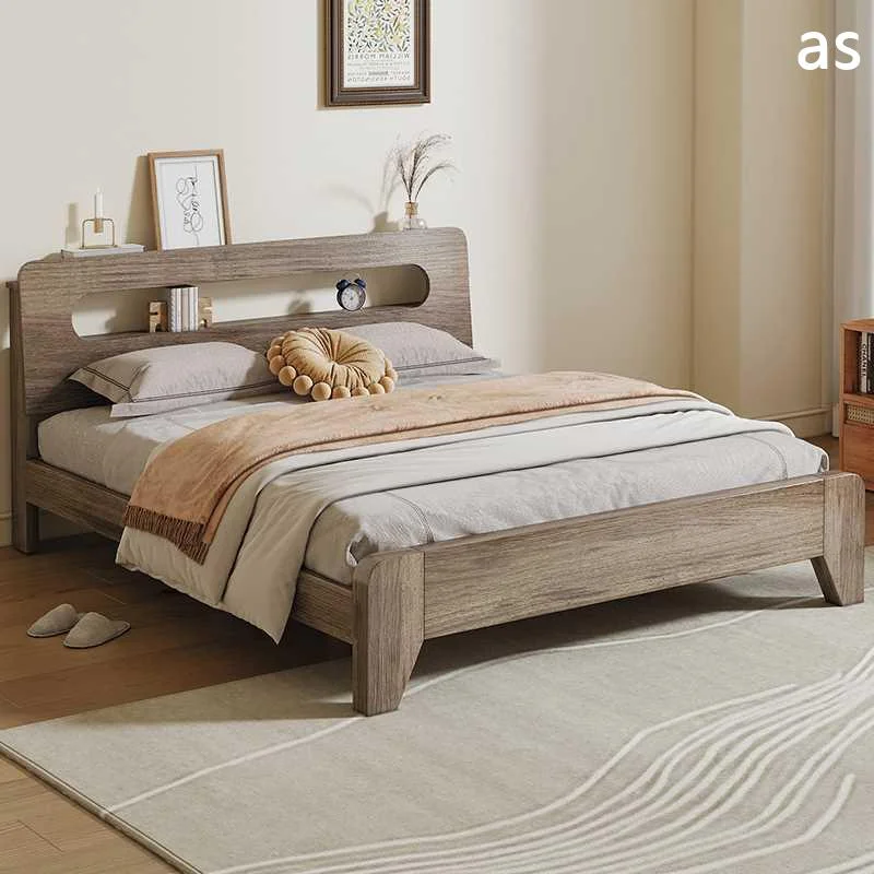 实木床1.5米现代双人简约床主卧1.8家用经济出租房木床1.2m单新品