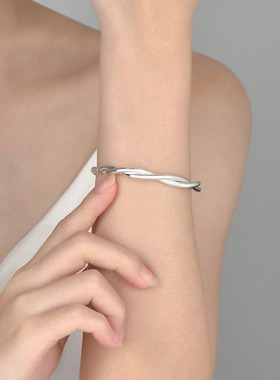 新真足银999麻花手镯女手链串