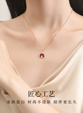 S925银红玛瑙咬钱龙项链女项饰