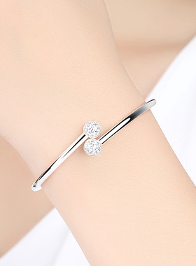 新品真足银999钉沙开口手镯女链