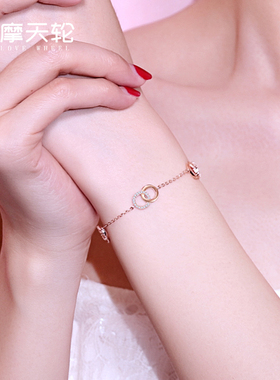 新真s925银心心相印手链女手串