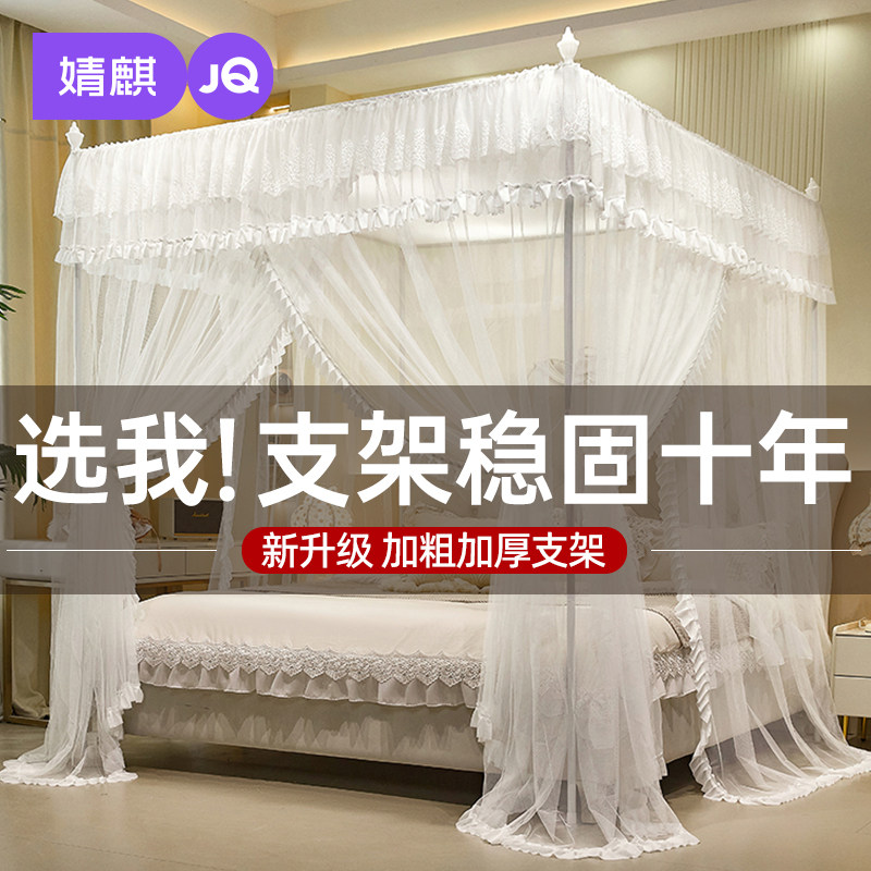 婧麒A类落地宫廷式蚊帐2025新款家用三开门卧室加粗支架防尘纹帐a