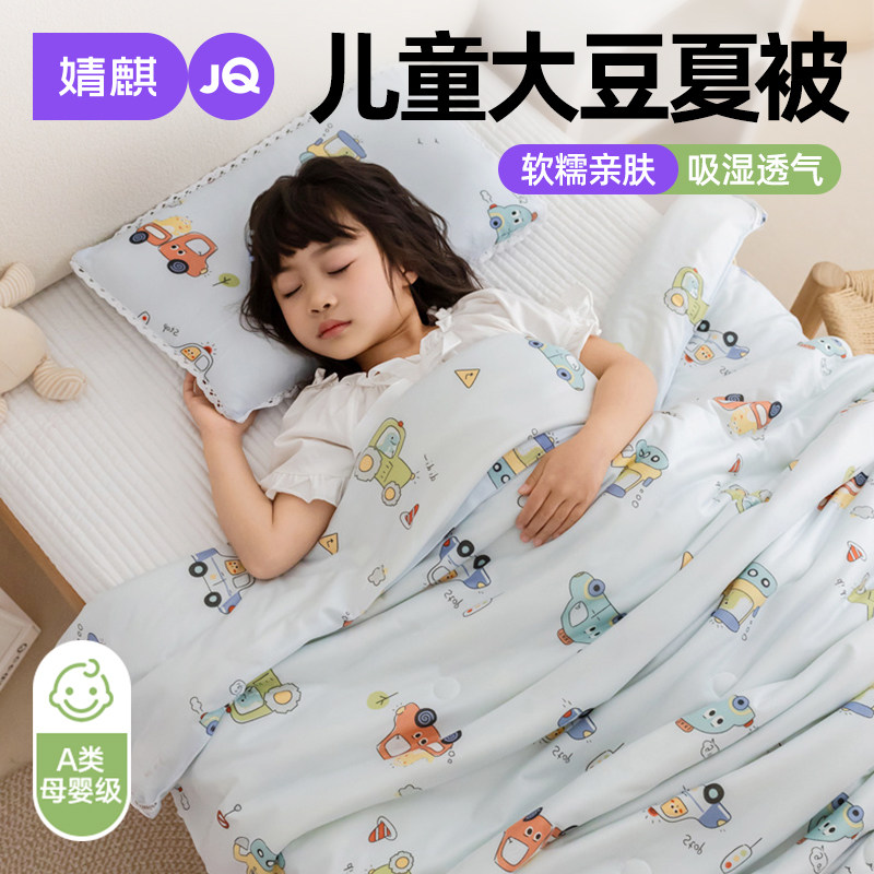 婧麒A类大豆儿童夏凉被子春秋加厚冬幼儿园专用夏天午睡宝宝被芯a