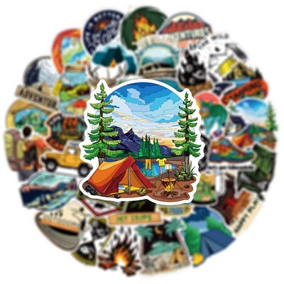 新品50PCS Forest Hiking Camping Stickers Outdoor Scenery Dec