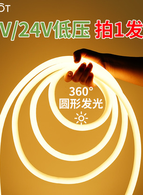 12V霓虹柔性软灯带led24V线 线条灯管圆形360度装饰户外防水广告