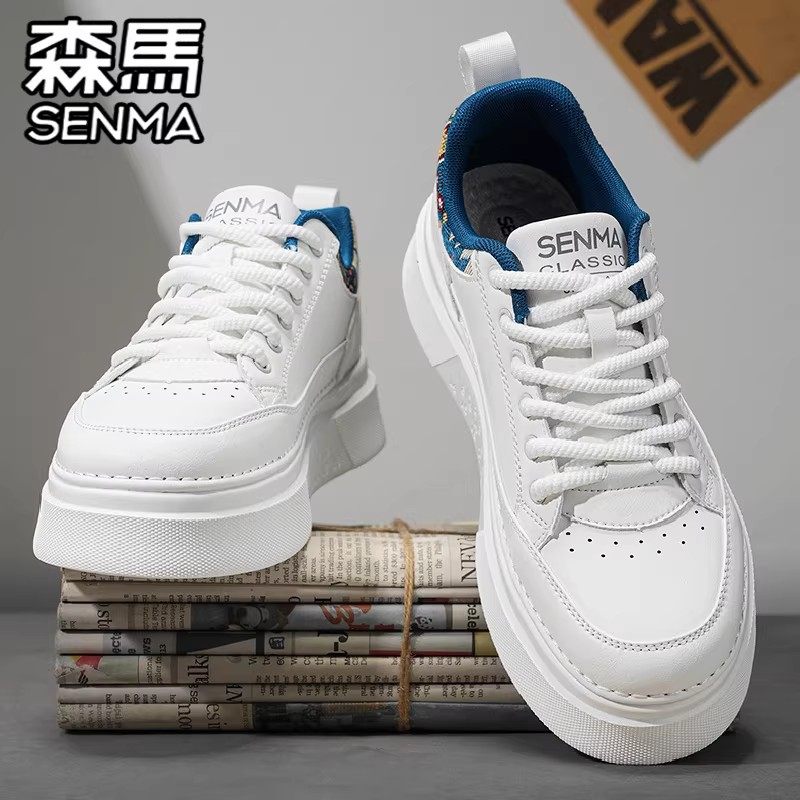 森马男鞋冬季高级感百搭低帮休闲板鞋运动厚底增高真皮小白潮鞋子