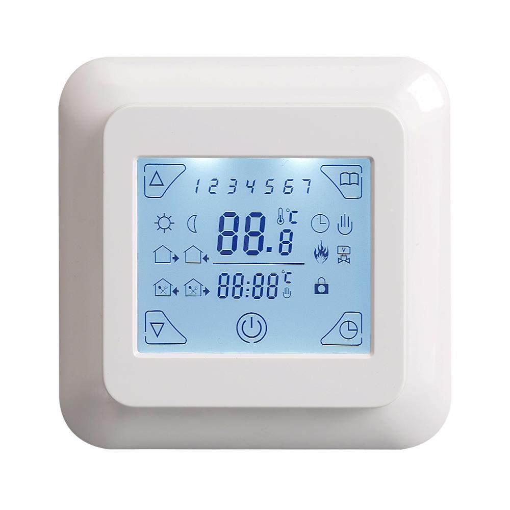 地暖液晶智能温控器触摸屏周编程电暖16A电采暖开关面板V8电地暖