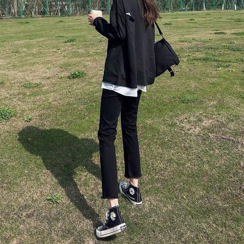 真不掉色黑色夏季薄款烟管裤女