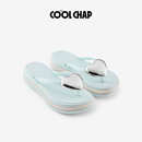 【孙千同款】COOLCHAP夏季新款爱心浪花厚底人字拖女海边沙滩拖鞋