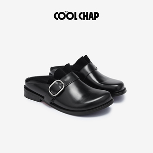COOLCHAP2026春季新款牛皮拖鞋勃肯鞋黑色一脚蹬半拖穆勒真皮鞋子