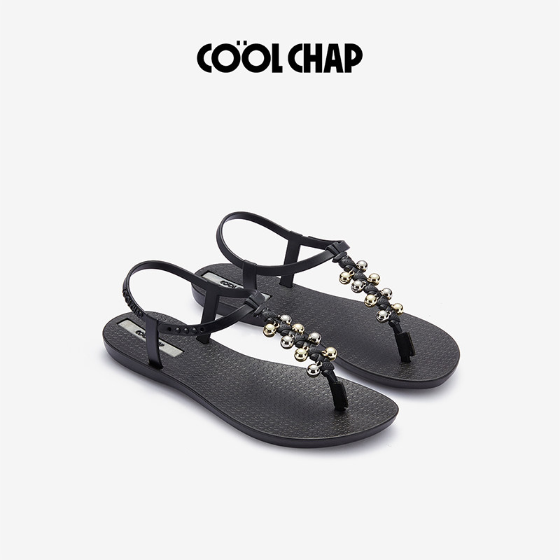 COOLCHAP风铃回响系列凉鞋女26夏季新款沙滩海边平底夹脚法式凉拖