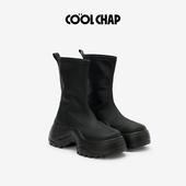 COOLCHAP瘦瘦靴短靴2025秋冬新款 李一桐同款 袜靴厚底女靴靴子