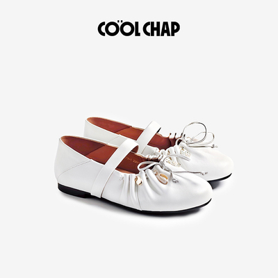 COOLCHAP浪花单鞋2026春秋新款玛丽珍优雅褶皱精致羊皮休闲女鞋