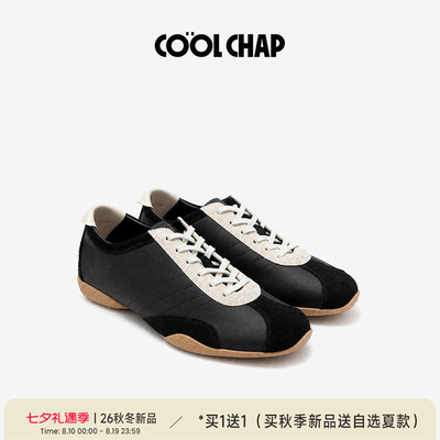 COOLCHAP漫游系列德训鞋女士2026秋季新款复古拼接透气软底阿甘鞋