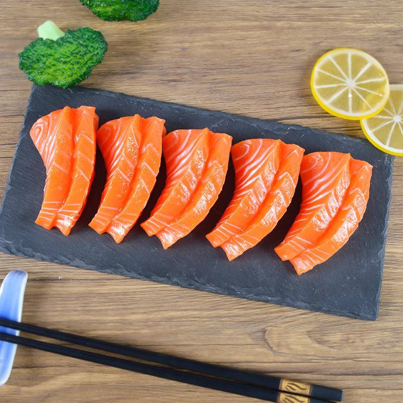 拍仿真三鱼片摆刺身生鱼文片食物模型日本食玩盘摄道具摆件