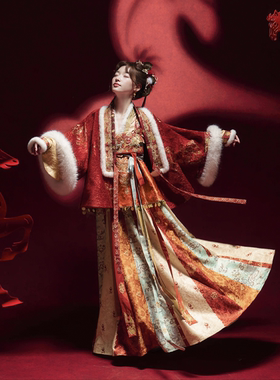 原创汉服女【十三余-金马阳焰】明制红色拜年服新年战袍套装冬款