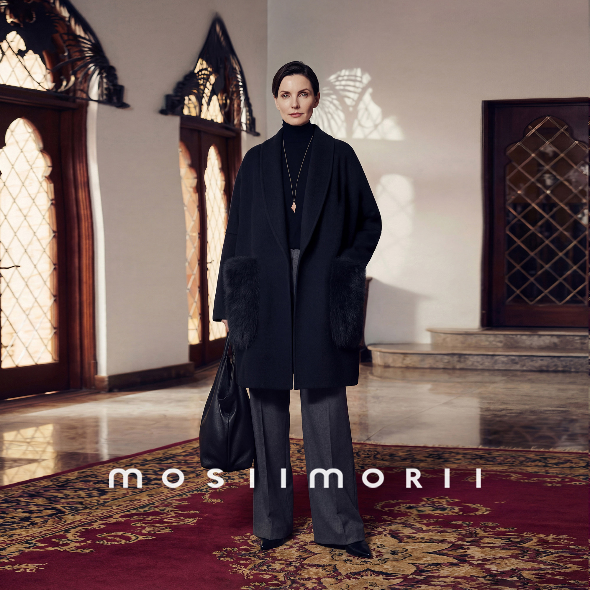 MOSIIMORII【云境之织】冬季狐狸毛外套女2026新款双面呢毛呢大衣
