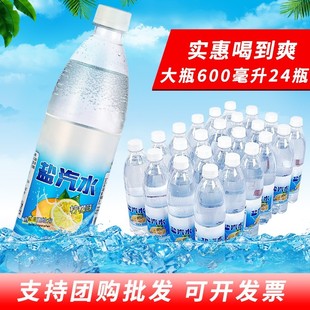 24瓶無糖氣泡水防暑解渴碳酸飲料 上海風味鹽汽水檸檬味整箱600ml