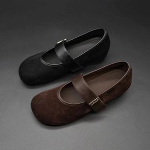 内增高羊反皮真皮磨砂反绒单鞋女小个子超软小皮鞋显瘦百搭玛丽珍