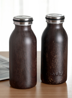 mosh木纹烤漆复古保温杯千玺同款水杯牛奶学生儿童保温杯咖啡杯子