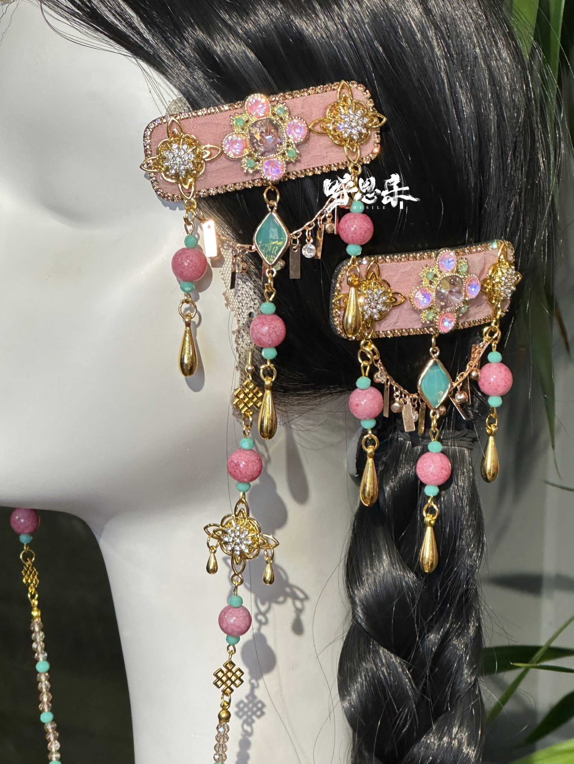 呼思乐民族风早春粉绿对夹/一对售H007