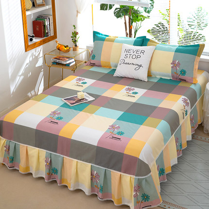 纯棉床裙100%全棉床罩单件亲肤床单床围裙罩遮丑床盖家用席梦思套