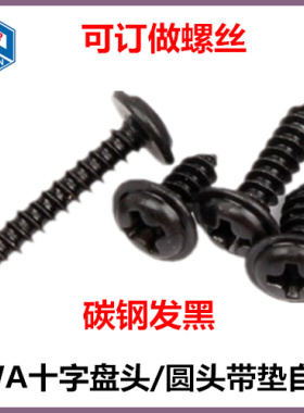 M2*3*4*5*6*8*10*12十字盘头带垫自攻螺钉PWA圆头带介ST黑色/白镍