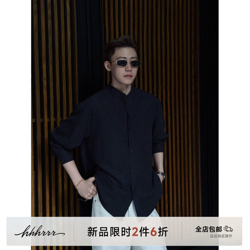 赵山河老钱风宽松长袖衬衫男