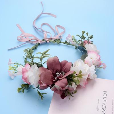 极速好仙花饰花圈短发小孩花环头饰沙滩编织海边姐妹头戴干花结婚